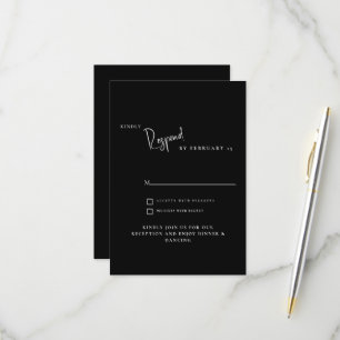 Simples Resposta de RSVP de Casamento Preto Modern