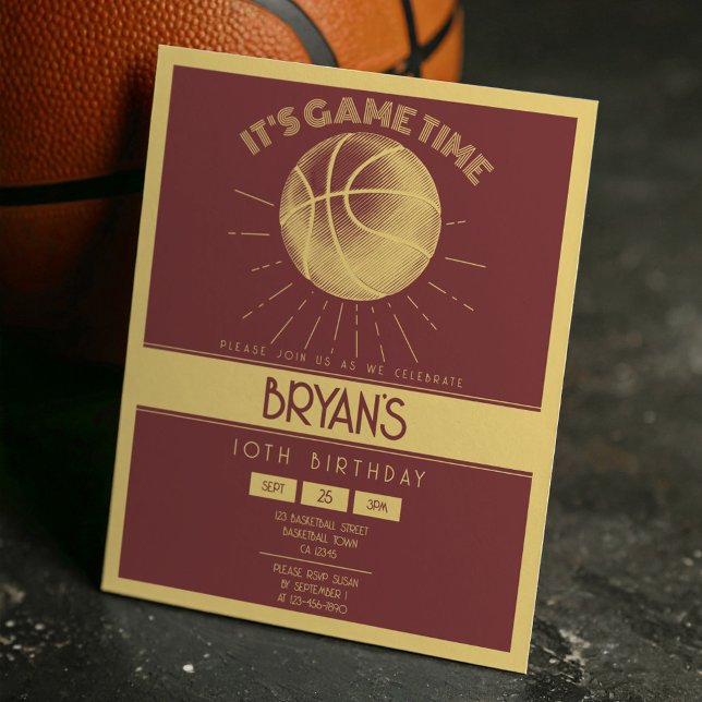 Simples Retro Dourado Basquetebol Orçamento Aniver (Criador carregado)