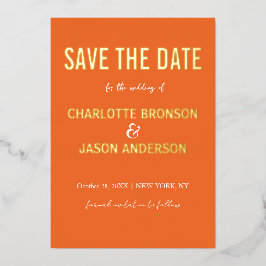 Simples Retro Laranja Moderno Salvar A Data Dourad