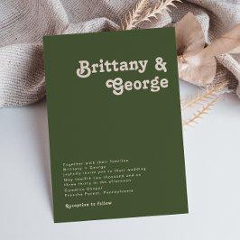 Simples Retro Vibes Convite Para Casamento Verde D