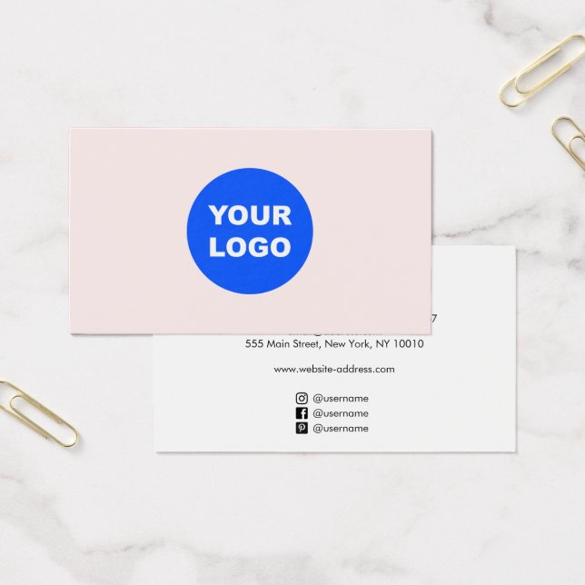 Simples rosa Adicione seu logotipo com ícones de m (Escritótio)