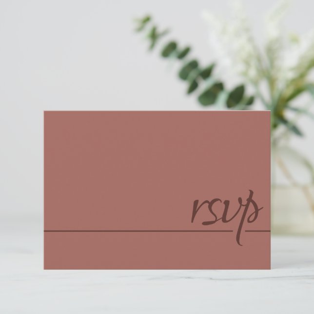 Simples RSVP de Casamento Caligrafia Terracota  (Em pé/Frente)