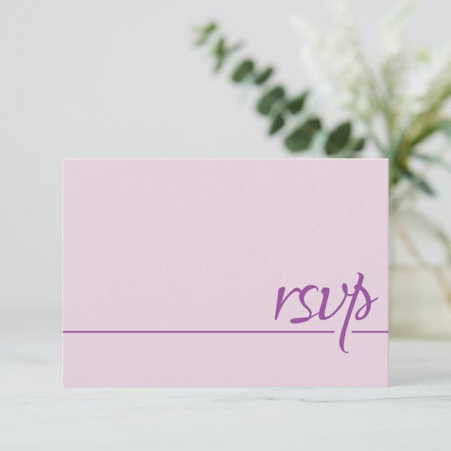 Simples RSVP de Casamento em Caligrafia Rosa Bege (Em pé/Frente)