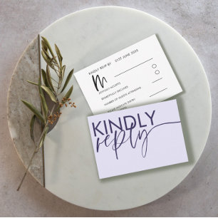 Simples RSVP de Casamento em Caligrafia Roxa