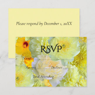 Simples RSVP de Casamento Floral Amarelo