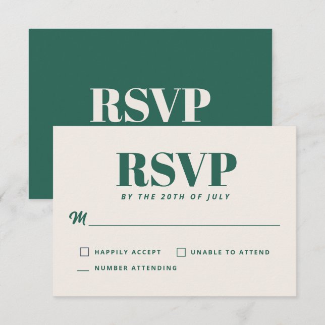 Simples RSVP de Casamento Minimalista Moderno em V (Frente/Verso)
