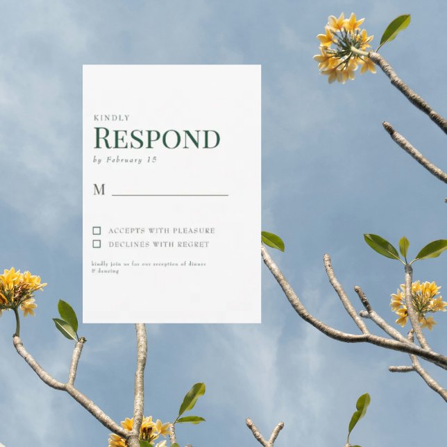 Simples RSVP de Casamento Verde e Branco (Criador carregado)