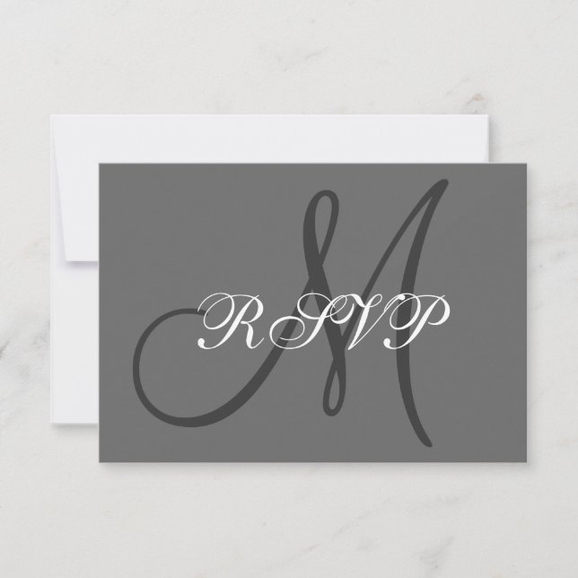 Simples RSVP Inicial de Casamento Cinza (Frente)