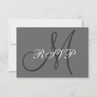 Simples RSVP Inicial de Casamento Cinza