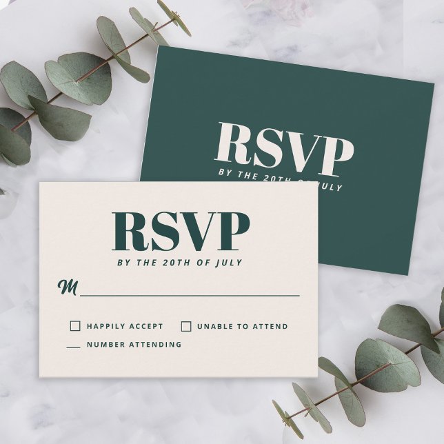 Simples RSVP Minimalista Moderno Esmeralda Verde (Criador carregado)