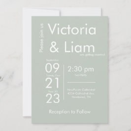 Simples Sage Green Name Convite Para Casamento