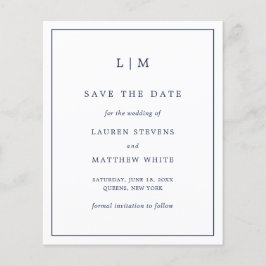 Simples Save the Date de Casamento Azul Marinho Ec