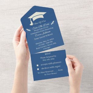 Simples Save The Date Personalizados Bege E Azul