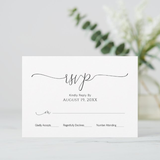 Simples Script Minimalista Preto e Branco RSVP de  (Em pé/Frente)