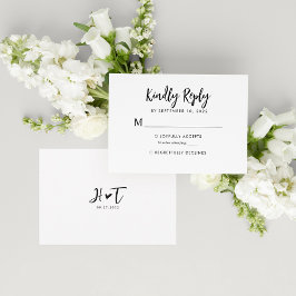 Simples Script Romântico Monograma Casamento Rsvp