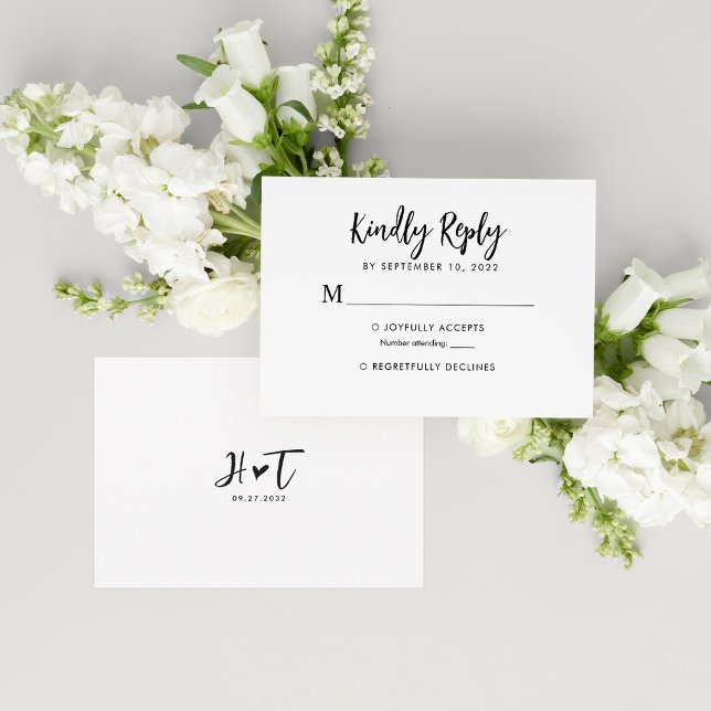 Simples Script Romântico Monograma Casamento Rsvp (Criador carregado)