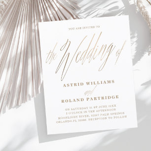 Simples Script White e Dourado Casamento de Orçame