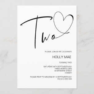 Simples Segundo Convite De Aniversário Dois Coraçõ