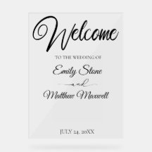 Simples sinal de boas-vindas do casamento acrílico