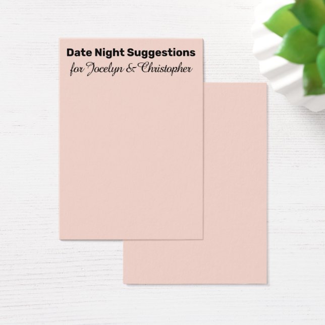 Simples Sugestões de Data Noturna Blush Pink Card (Mesa)