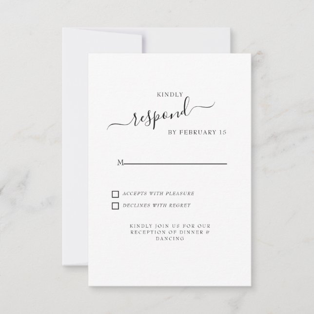 Simples Swash Resposta de Casamento Branco RSVP (Frente)
