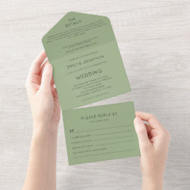 Simples Tipografia Sage Casamento Verde