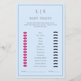 Simples Traços Azuis De Bebê Jogo Chá de fraldas