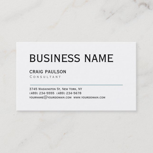 Simples Trendy Gelado Cartão de visita branco pret (Frente)