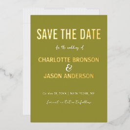 Simples Verde limão Moderno Salvar A Data Dourada