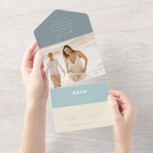 Simples Vidro do Mar Moderno Casamento Azul de Pra