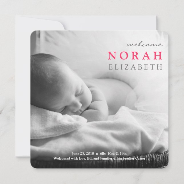 Simplesmente bem-vindo | Anúncio do bebê (Frente)