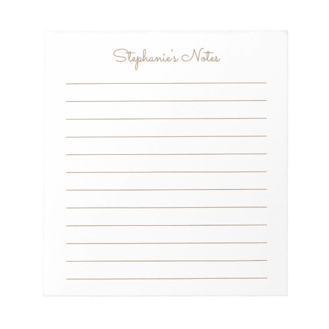 Simplesmente Elegante Bloco de Notas Personalizado (Frente)