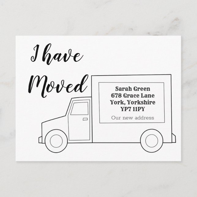 Simplesmente eu me mudei Cartão postal de anúncio  (Frente)