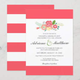 Simplesmente Floral e Stripes Convite para Casamen