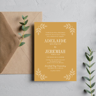 Simplicidade Floral 2 Convite de Casamento Ocre Am