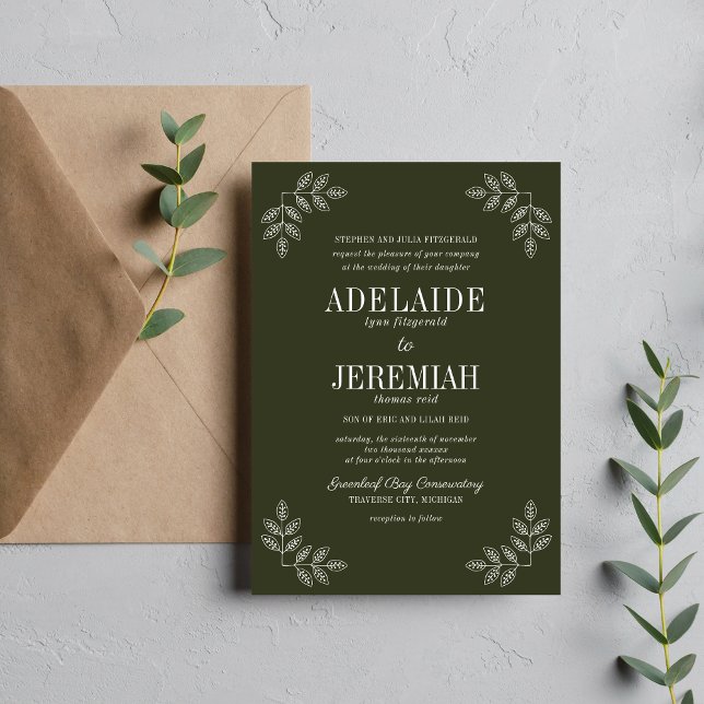 Simplicidade Floral 2 Convite de Casamento Verde O (Criador carregado)