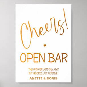 Sinais de casamento de bar Aberta 5x7 poster
