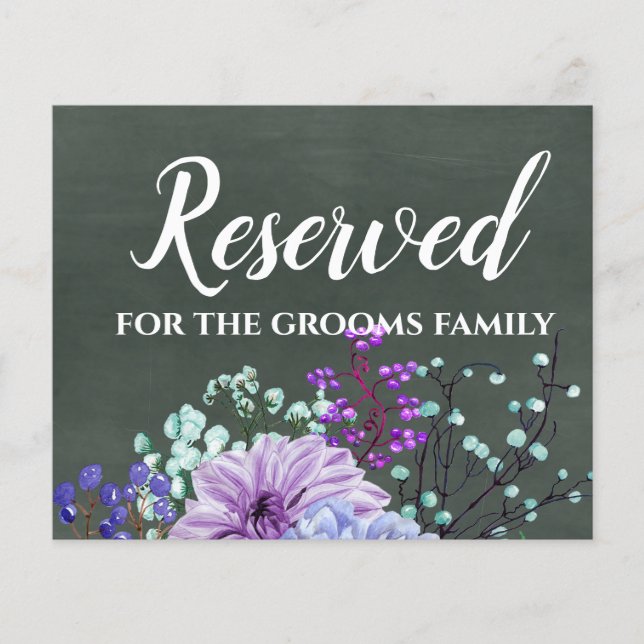 Sinais de Casamento Personalizados Chalkboard Purp (Frente)