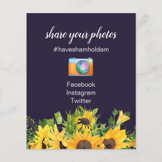 Sinais de Casamento Personalizados Marinho Amarelo (Frente)