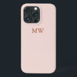 Sinais de monograma elegantes, cor-de-rosa pincel<br><div class="desc">Nome personalizado elegante ou iniciais monográficas cor-de-rosa claro e cor clara,  capas de iphone feminina. Minimalista,  simples,  moderno,  na moda design. Texto serif personalizável com rosa poeirento em fundo de cor simples rosa-claro e roxo.</div>