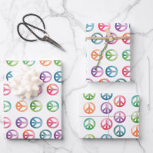 Sinais de paz groovy estilo aquarela hippie amor