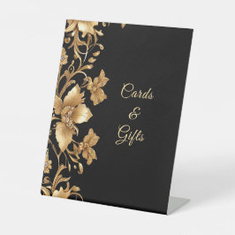 Sinais de Tabletop Floral do Ornamentado Preto Dou