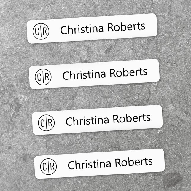 Sinais monográficos e etiquetas de tecido de texto (Monogram initials and text fabric clothing labels)