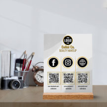 Sinal acrílico de código QR de mídia social - Bele