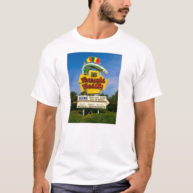 Sinal da praia de Pensacola - o t-shirt básico dos (Frente)