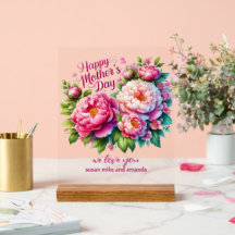 Sinal de Acrílico de Peonia Personalizada do dia d