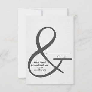 Sinal de ampersand de casamento RSVP em prata maci