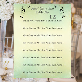 Sinal de Assento de Casamento com Folhas Deco de N