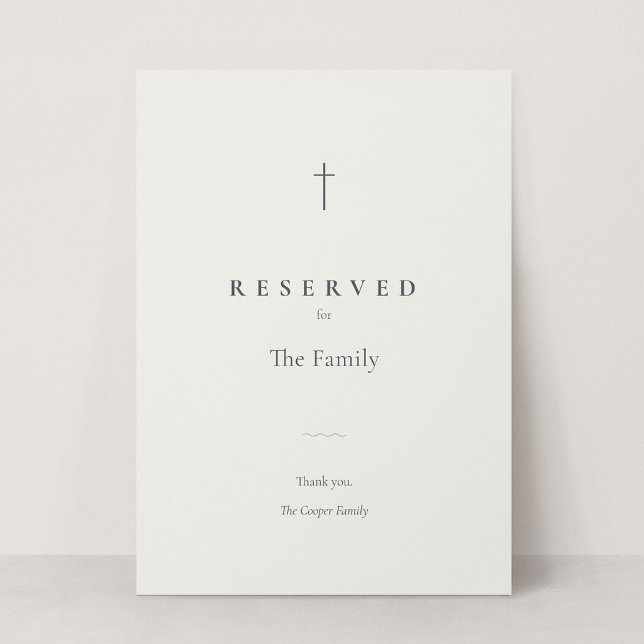Sinal de Assento Reservado Cruz Cristã Grace Stone (Grace | Stone - Reserved Seating Card)
