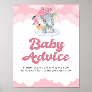 Sinal de aviso Poster de Chá de fraldas de Elefant